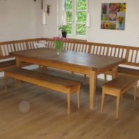 Sprossenbank mit Tisch und Beistellbank aus Eiche